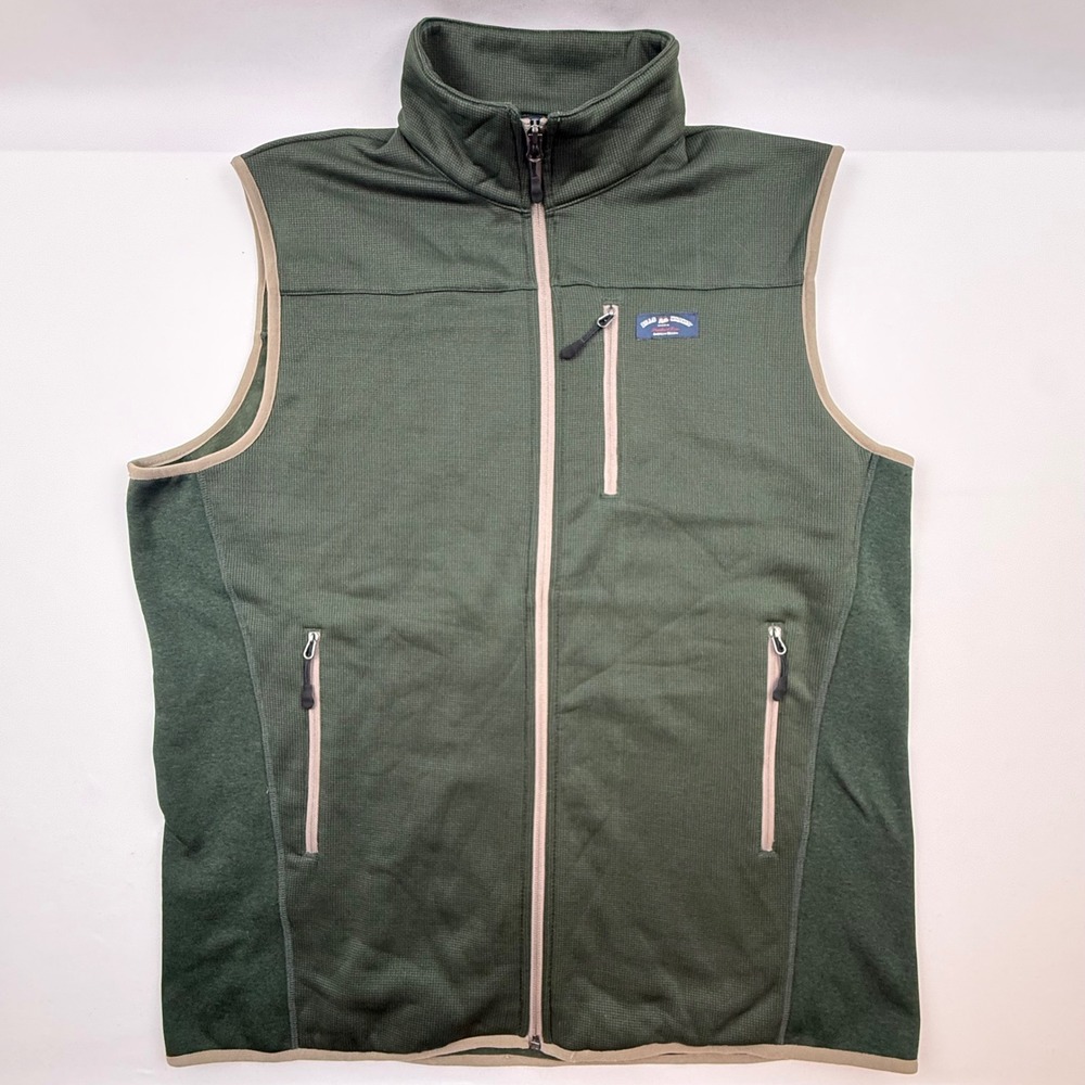 Bills Khakis Mens XL Green Performance Full Zip Waffle Grid Fleece Vest Pocket